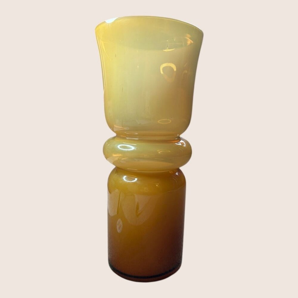 🏺 ANTHROPOLOGIE SCANDI CINCHED VASE OMBRE AMBER ORANGE MOTIF 13" TALL